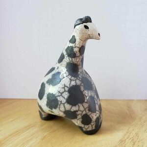 Raku Pottery Giraffe Figurine by Gerhard De Beer – South Africa Art 5.5" Tall
